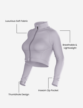 Conquer™ Cropped Zip Up Jacket - White Horse Active