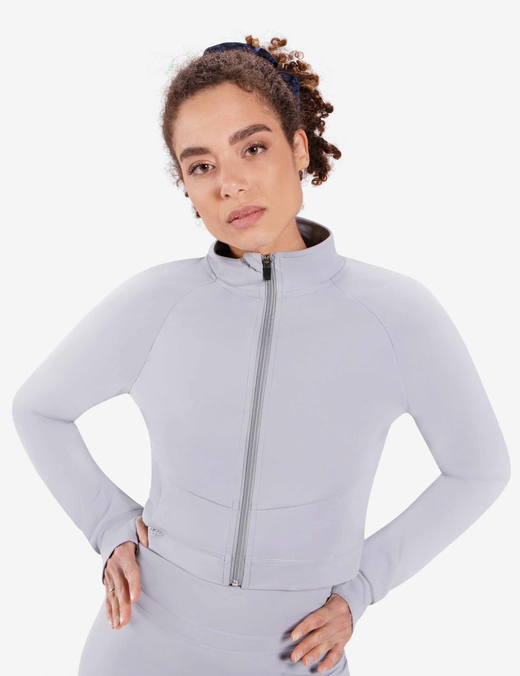 Conquer Cropped Zip Up Jacket - White Horse Active