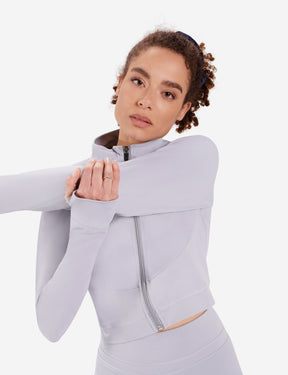 Conquer Cropped Zip Up Jacket - White Horse Active