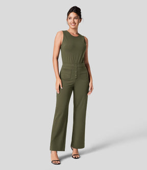 MotionFit™ High - Waist Everyday Casual Pants - Forest Green - White Horse Active