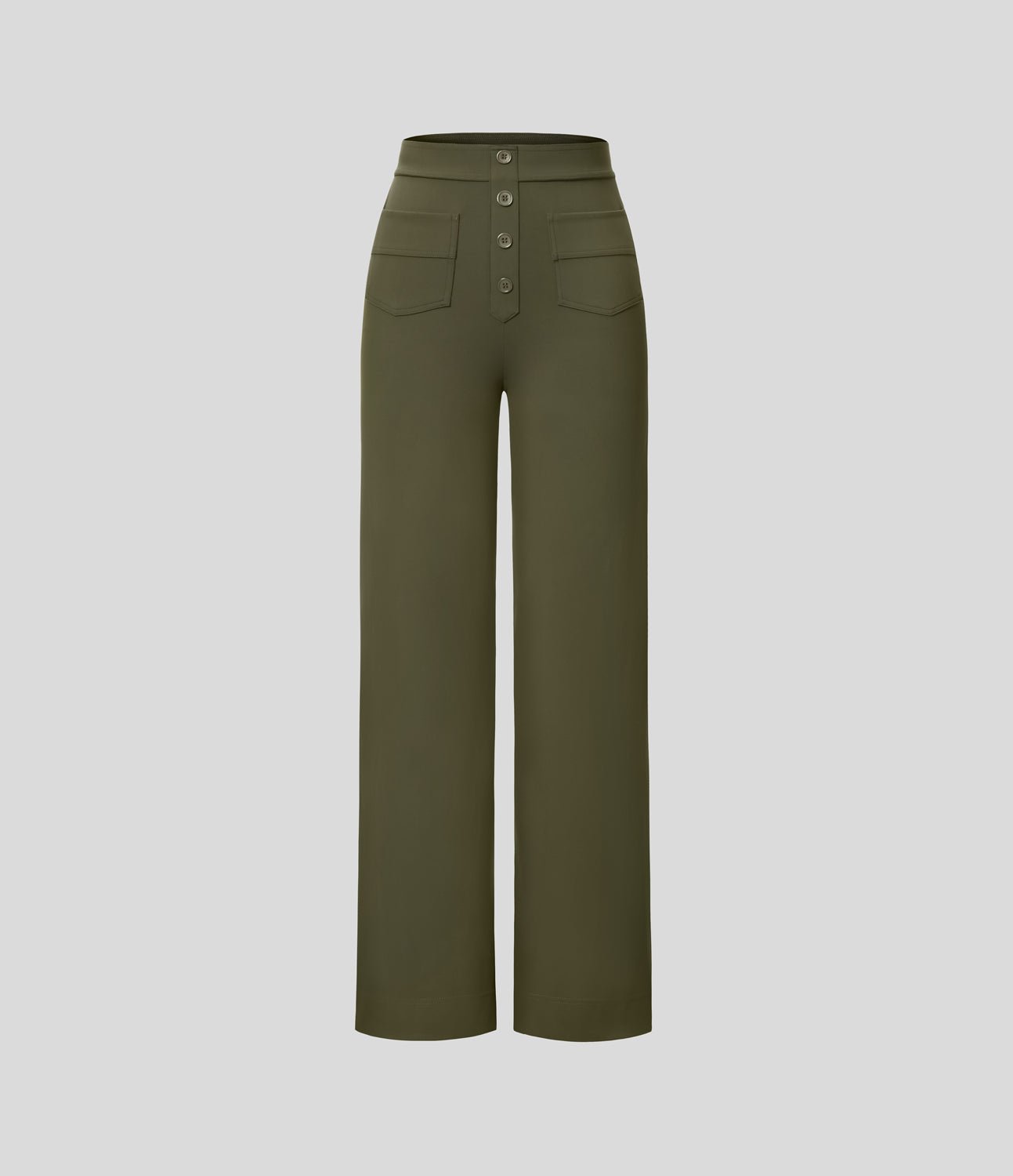 MotionFit™ High - Waist Everyday Casual Pants - Forest Green - White Horse Active