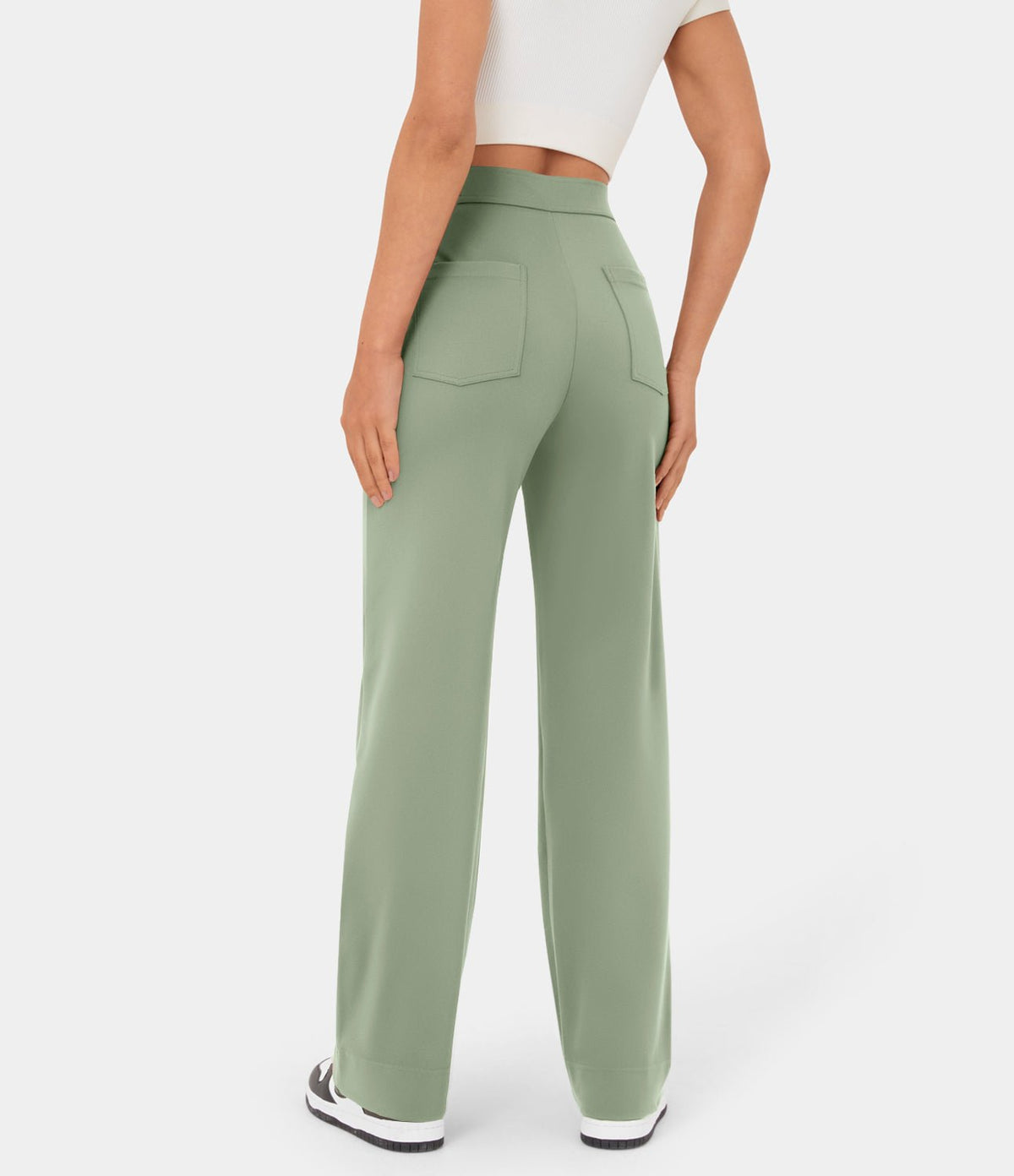 MotionFit™ High - Waist Everyday Casual Pants - Green - White Horse Active