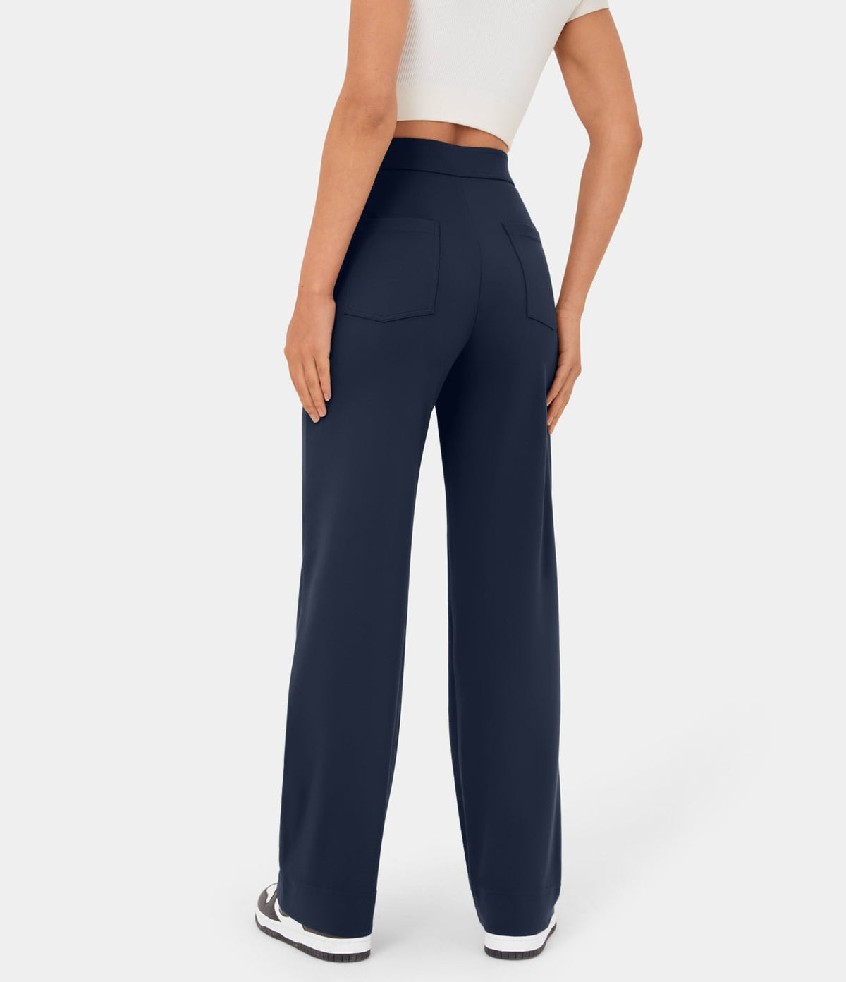 MotionFit™ High - Waist Everyday Casual Pants - Navy Blue - White Horse Active