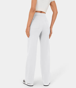 MotionFit™ High - Waist Everyday Casual Pants - White - White Horse Active