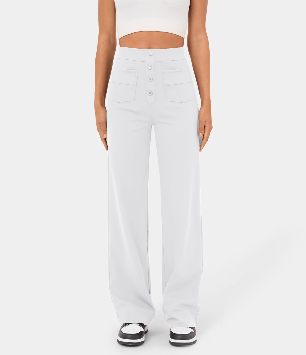 MotionFit™ High - Waist Everyday Casual Pants - White - White Horse Active