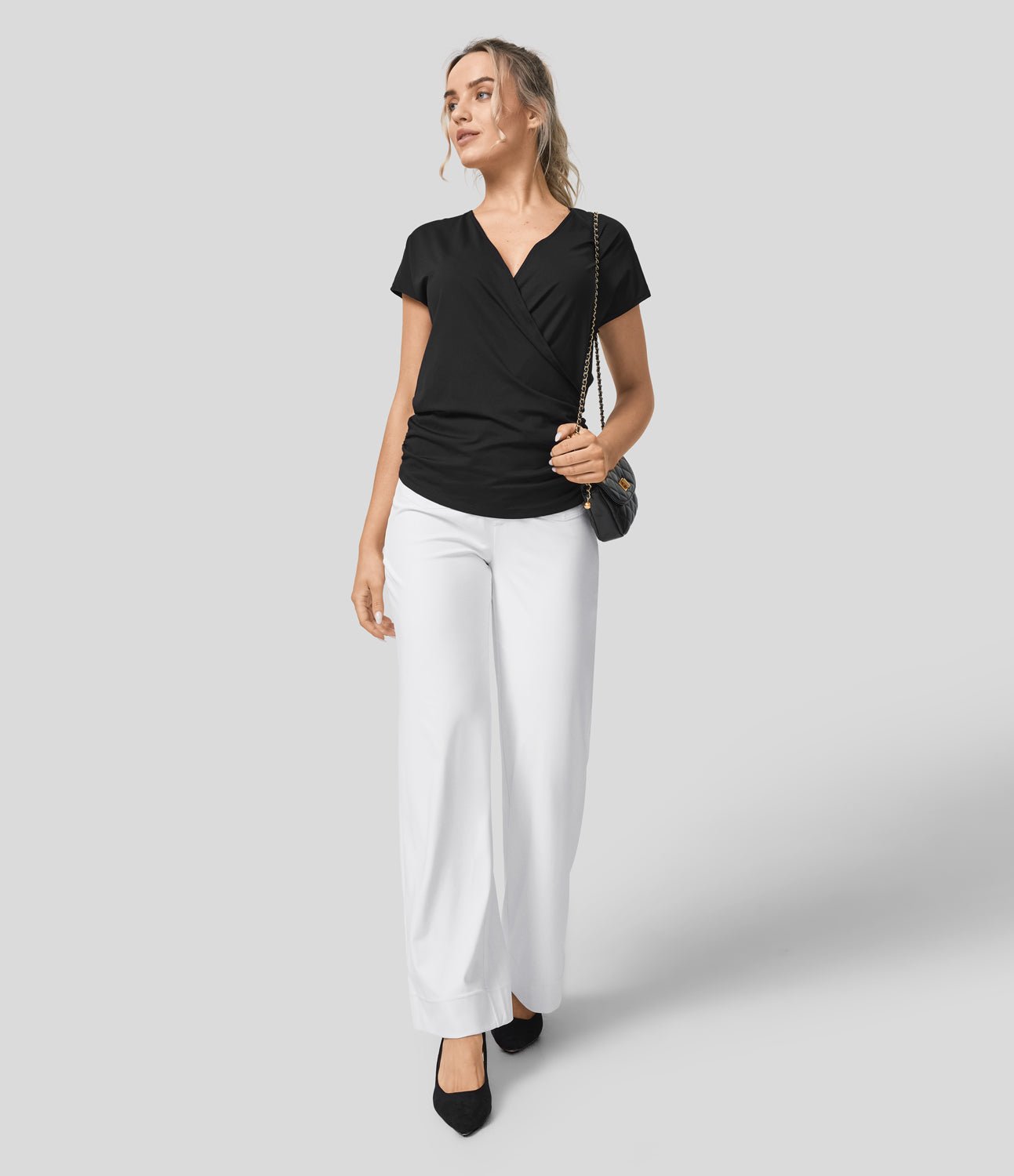 MotionFit™ High - Waist Everyday Casual Pants - White - White Horse Active