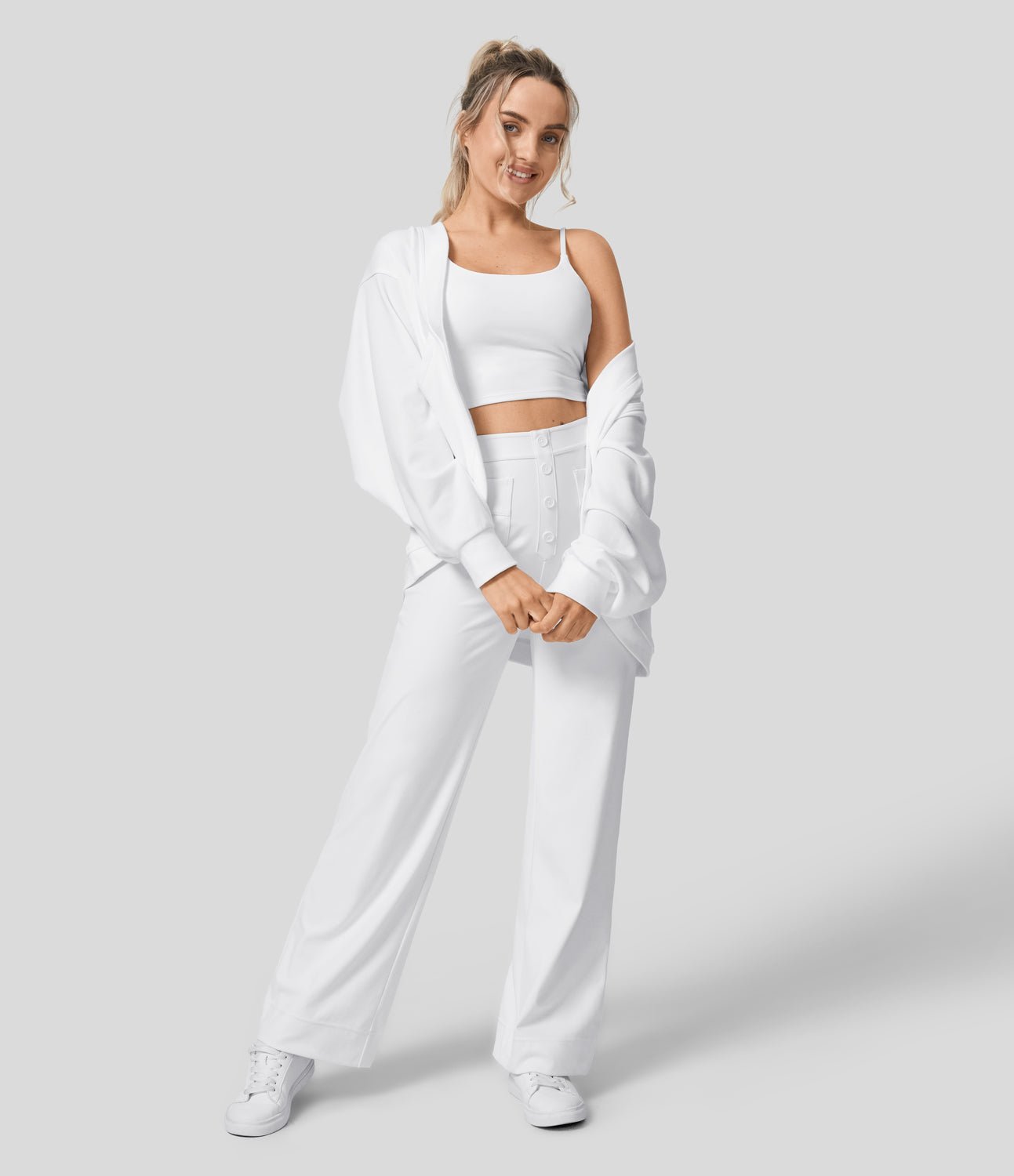 MotionFit™ High - Waist Everyday Casual Pants - White - White Horse Active