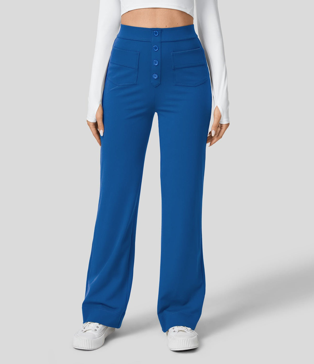 MotionFit™ High - Waisted Casual Pants - White Horse Active