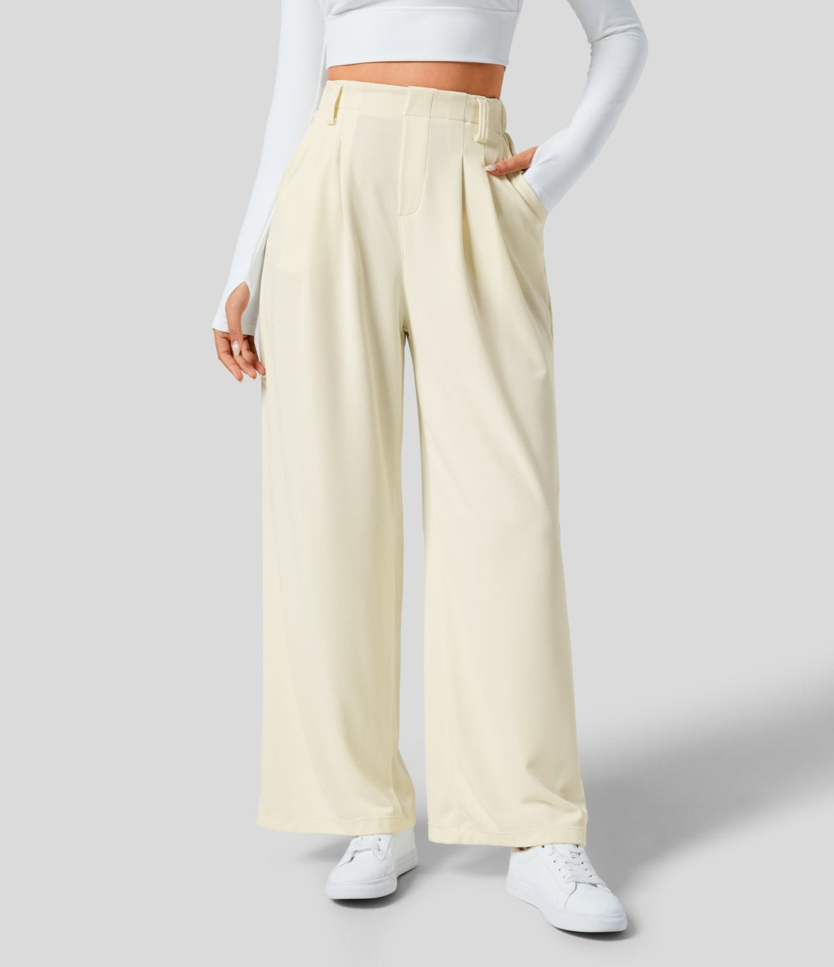 UrbanEase™ Waffle Wide - Leg Pants - White Horse Active